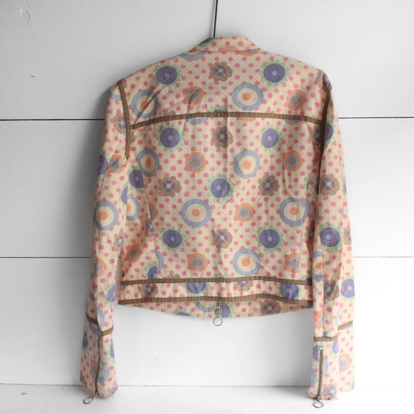 MOSCHINO Patel Print Moto Style Cotton Jacket - Picture 3 of 8